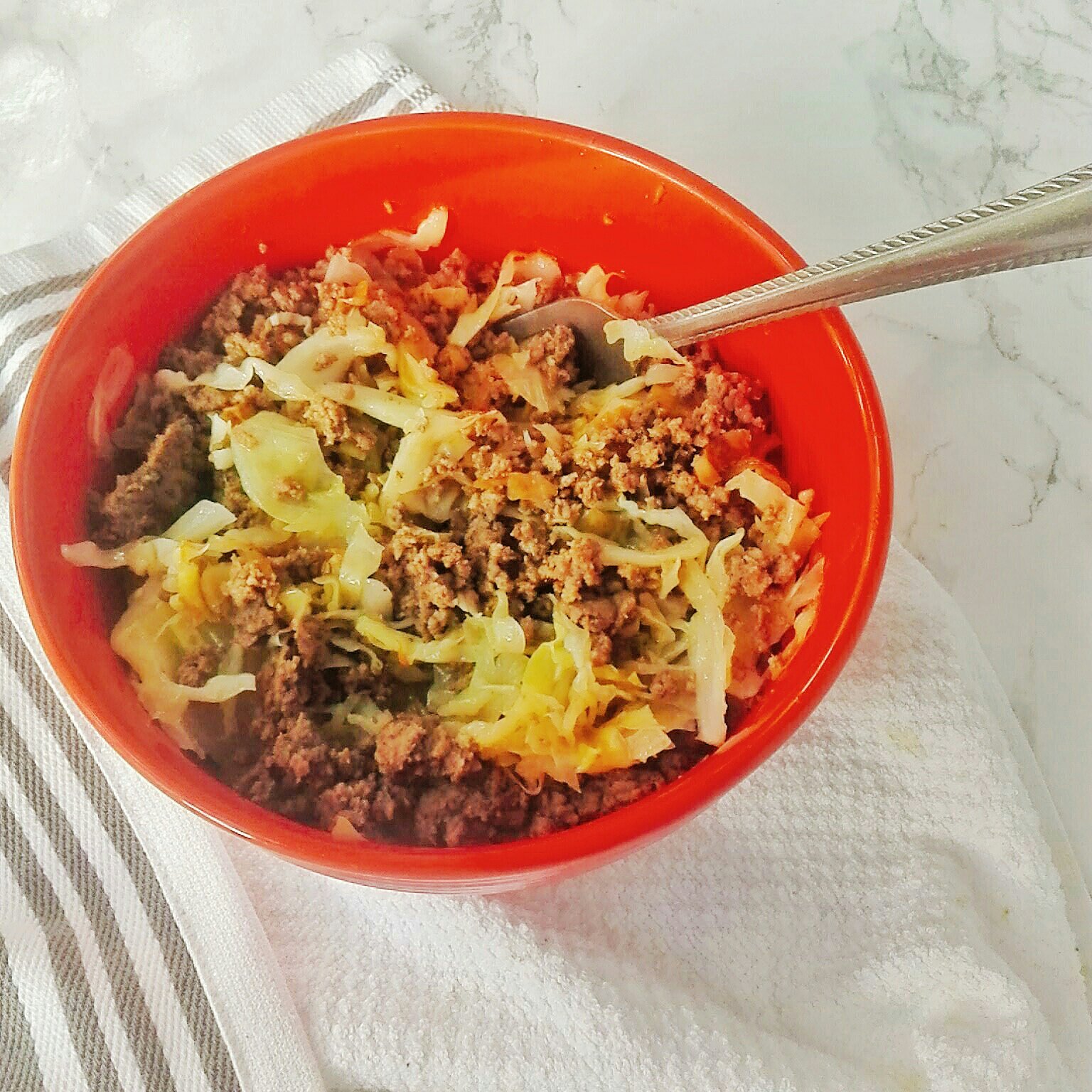 Sauteed cabbage with beef  (Paleo, Whole30, AIP)
