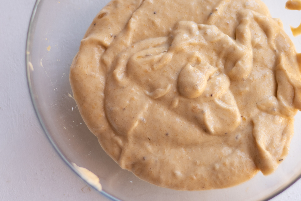 Blended plantains in a bowl