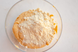 Tapioca flour added to the blended plaintains