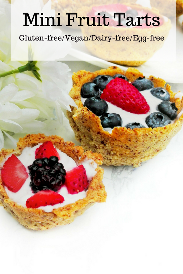 These Gluten free vegan mini fruit tarts are perfect desserts for 4th of July or any allergy friendly party.There are grain free, dairy free, egg free, soy free, corn free, peanut free. They are Paleo, Vegan, Whole30 friendly. #glutenfreefruit tarts #fruittarts #allergyfriendly #glutenfreedessert #glutenfreevegan #dairyfree #dairyfreedessert #vegandessert #eggfree #dairyfreeeggfree #whole30dessert #paleodessertidea #4thofjuly #4thofjulydessert #healthydessert #summerdessert 