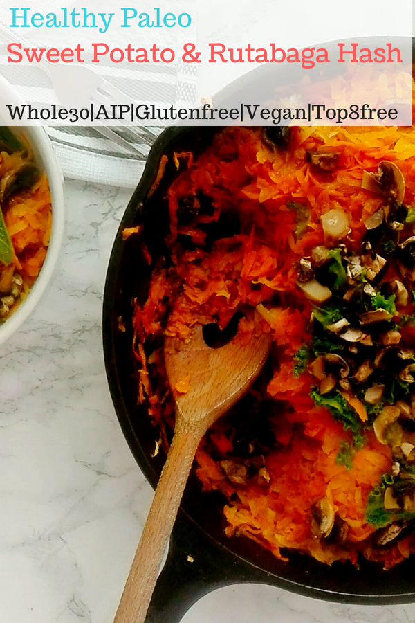 Paleo Sweet Potato and Rutabaga Hash, AIP, Whole30, Vegan, Gluten free, Paleo Breakfast, Paleo Dinner #paleobreakfast #healthybreakfast #healthymeal #glutenfree