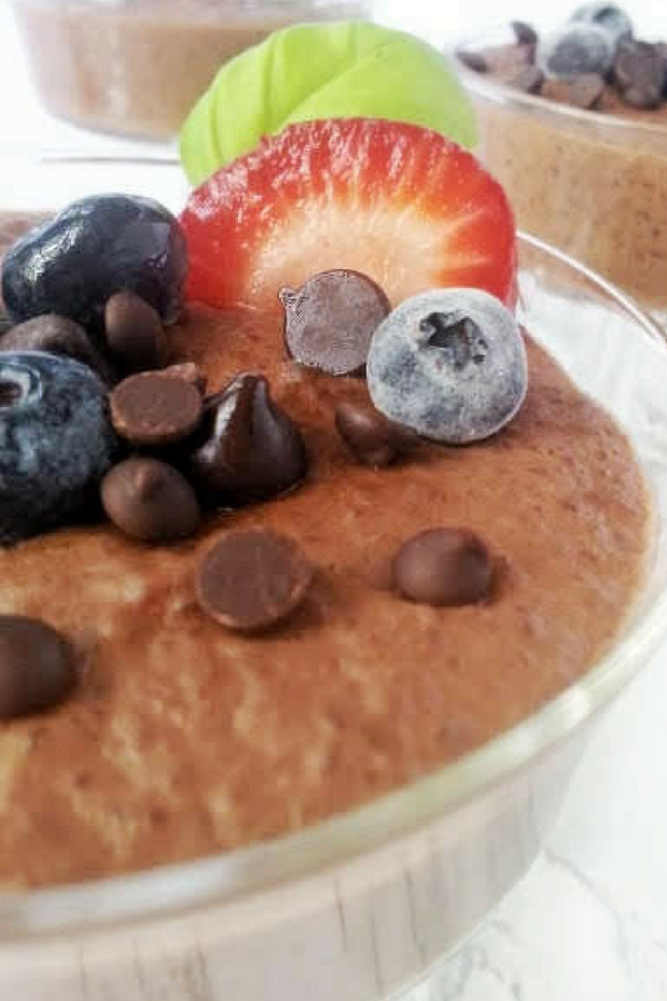 This decadent Dairy-free Vegan Chocolate Tapioca Pudding is creamy and so easy to make. It's food allergy friendly and made with healthy ingredients. Great for a sweet dessert or for a kid friendly snack paired with fresh fruit. #healthydessert #dairyfree #vegandessert #paleodessert #kidsdessert