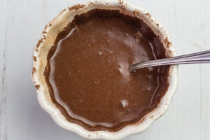 Mixing cocoa powder and maple syrup in a bowl