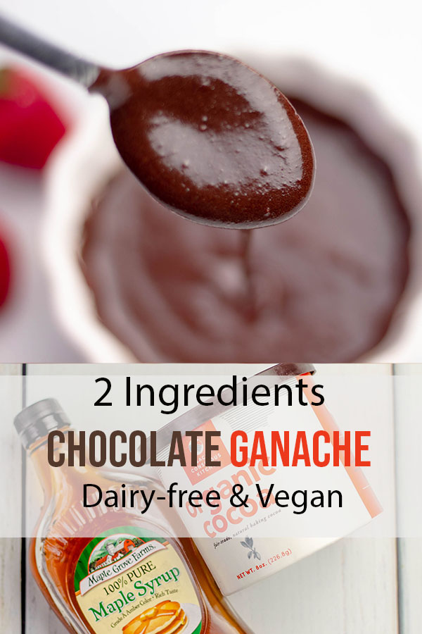 Easiest Vegan Chocolate Ganache, requires only 2 ingredients. It's delicious and smooth and super easy to make.It can be used as vegan frosting for chocolate cake, or cupcakes, as a healthy chocolate fruit dip,  or ice-cream topping. It's dairy-free, gluten-free, egg-free, nut-free, soy-free. #chocolateganache #veganchocolateganache #veganfrosting #chocolatefrosting #easychocolatefrosting #easy #glutenfree #dairyfree #healthy #refinedsugarfree #dessert #paleodessert #vegandessert