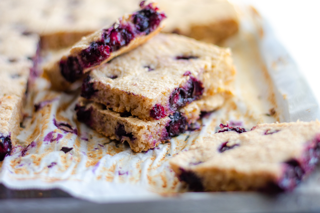 Blueberry breakfast bars two stacked together