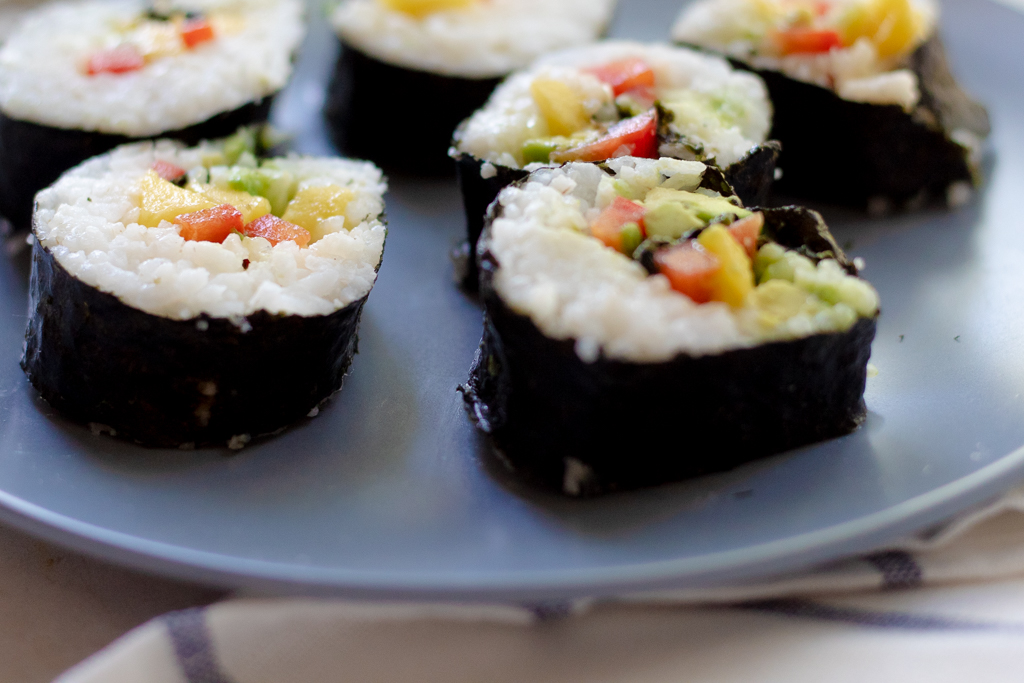 Vegan Sushi Rolls on a plate