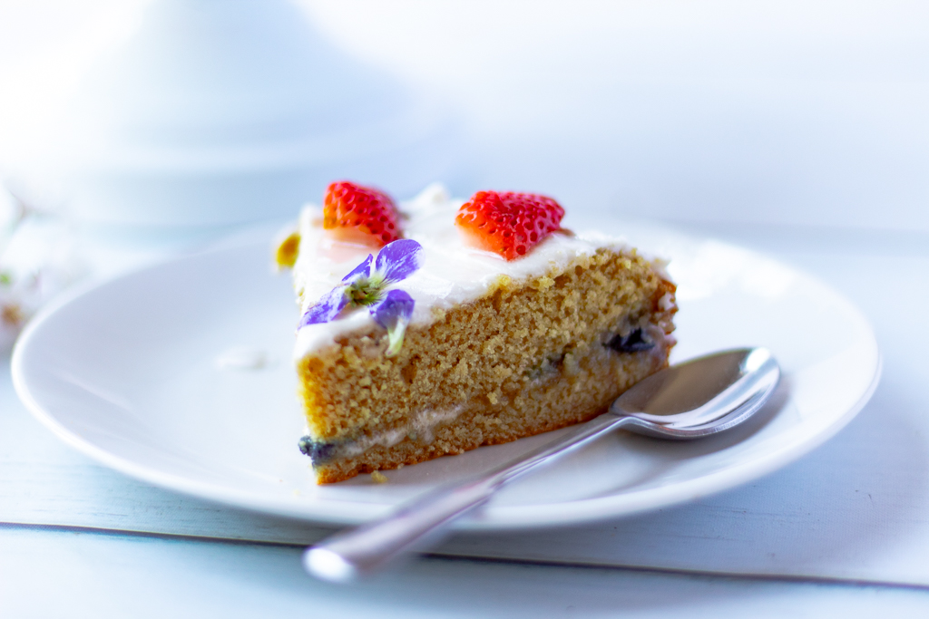 A piece of Gluten-free Vegan Vanilla Cake