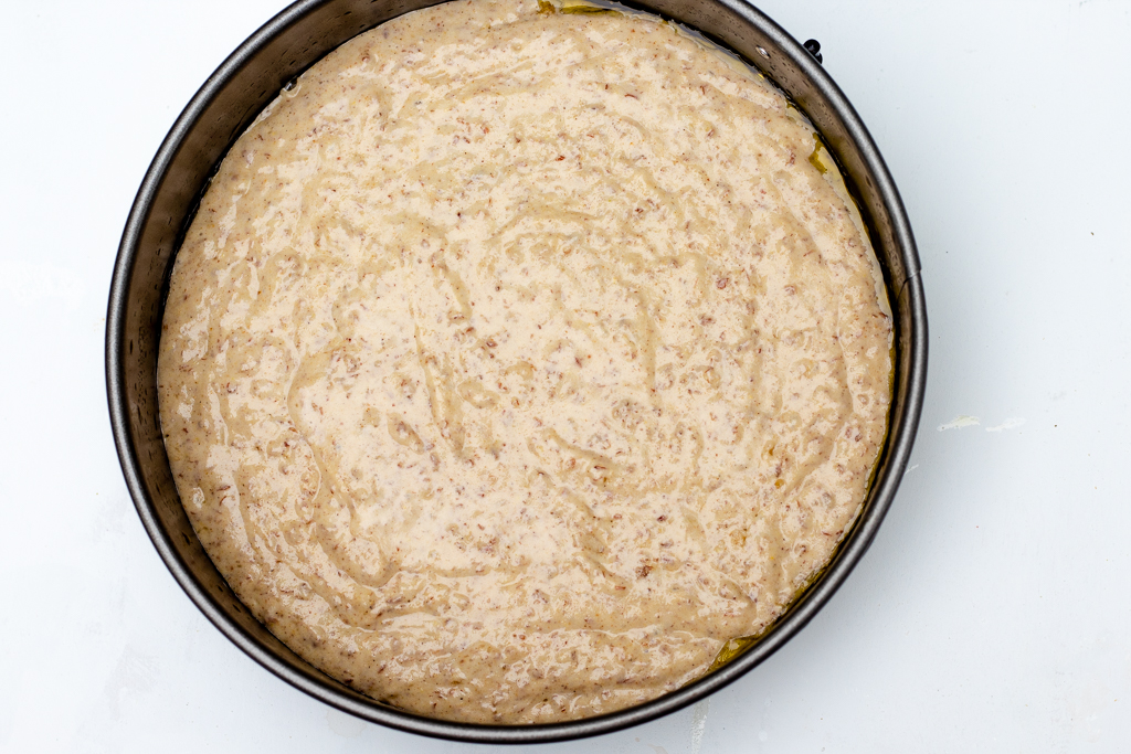 Cake dough added to the cake pan