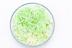 A bowl with shredded cabbage