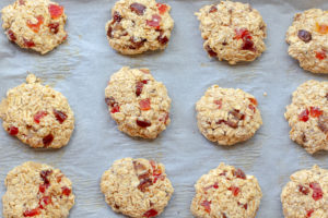 Baking sheet with healthy banana cookies