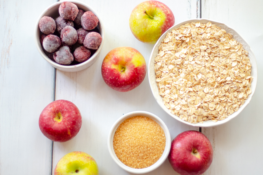 Ingredients for the Healthy Apple Cherry Crumble