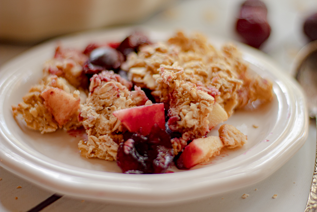 Healthy Apple Crisp on a plate