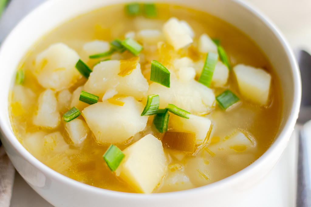 A bowl of Potato and leek soup