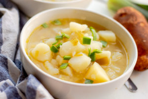 A bowl of Potato and leek soup