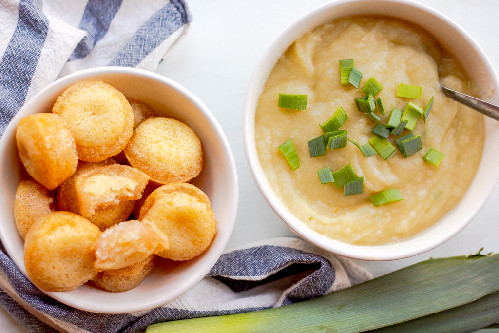 A bowl of Potato and leek soup