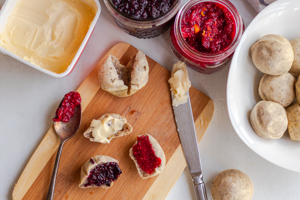 Vegan Gluten-free Dinner Rolls with Chia Jam