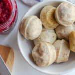 a Bowl with tapioca rolls