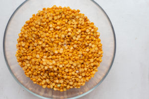 A bowl with Yellow split peas