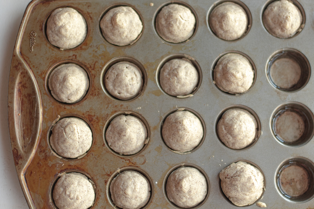 Vegan Gluten-free Dinner Rolls baked in the mini muffin pan