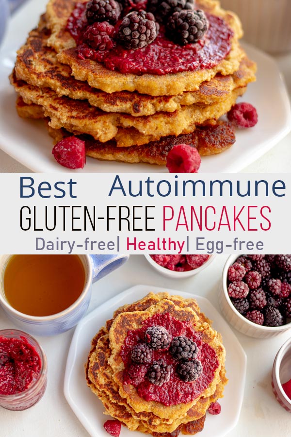 These AIP Pancakes are delicious and super easy to make. They are healthy, gluten-free, egg-free, soy-free, corn-free, refined sugar-free. They are also vegan, AIP, Paleo, Whole30 approved.