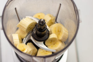 cut up banana in a blender