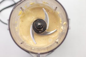 blended banana in a blender