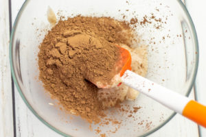 Mix in the cocoa powder with the banana