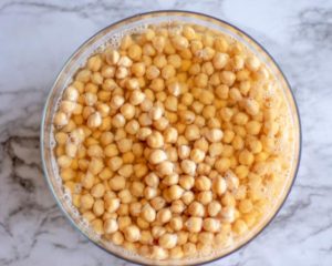 chickpeas soaking in a bowl