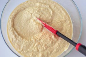 Chickpea dough in a bowl