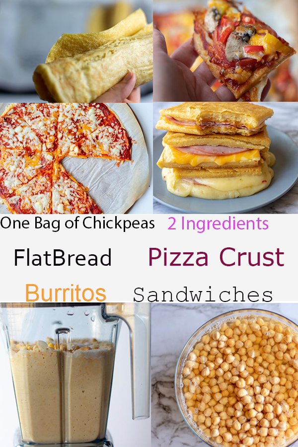 Gluten-free Flatbread made from 1 bag of chickpeas,can be used as pizza crust, burritos, sandwiches, pancakes 