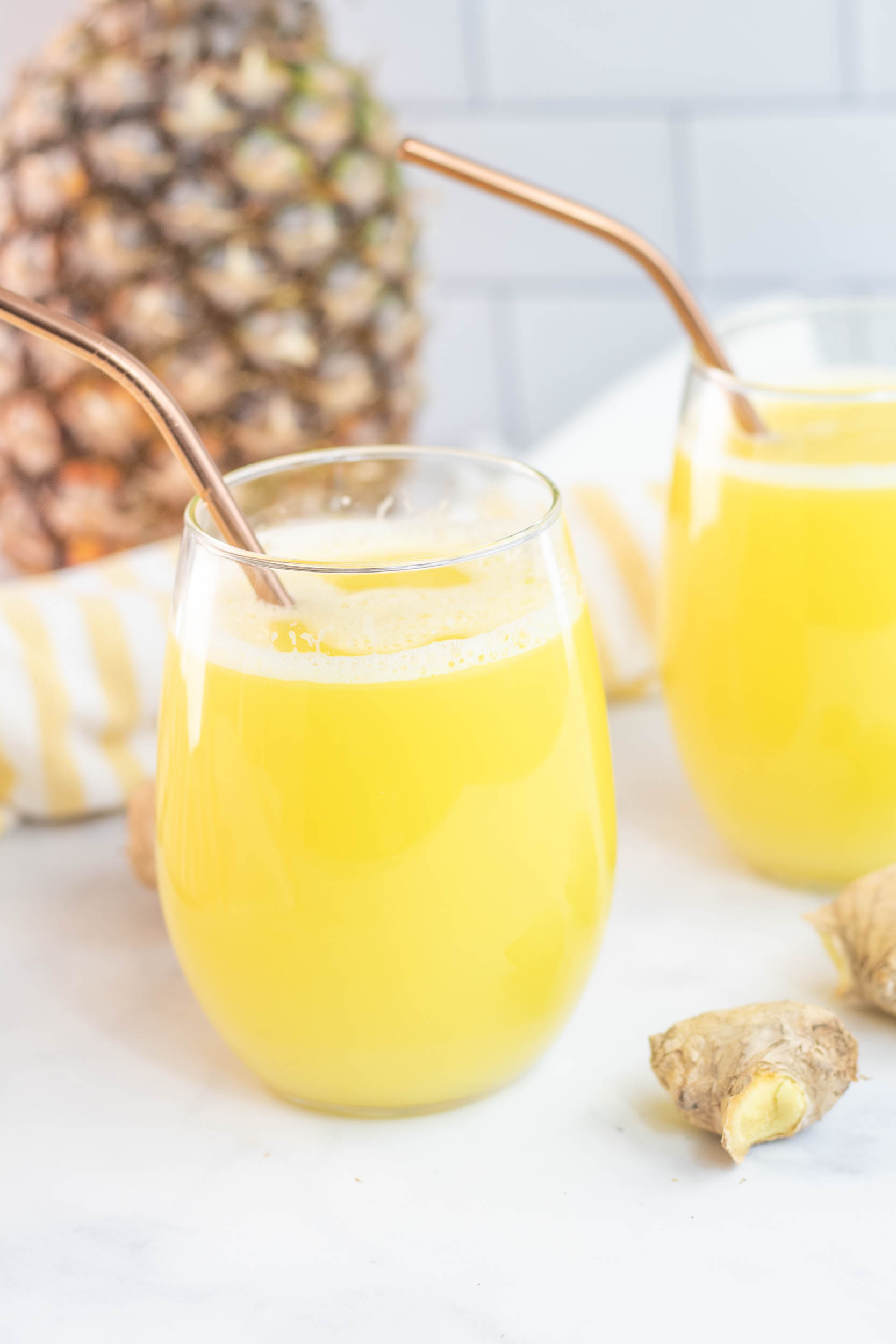 Ginger and Pineapple drink in two glasses